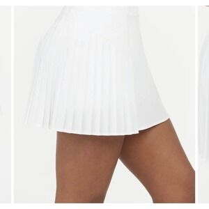 SPANX Skort Get Moving Pleated Tennis Pickleball Skirt Built-in Shorts White L G